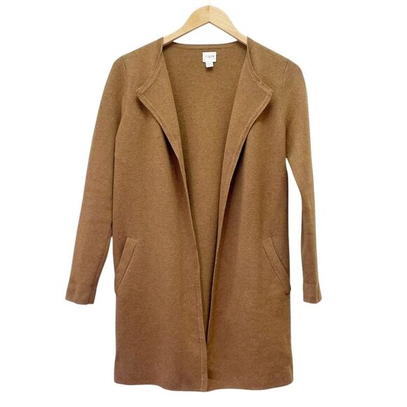 J. Crew Vanessa Sweater-Jacket Tan Camel Open Front Blazer Cardigan Size XXS - Picture 3 of 10
